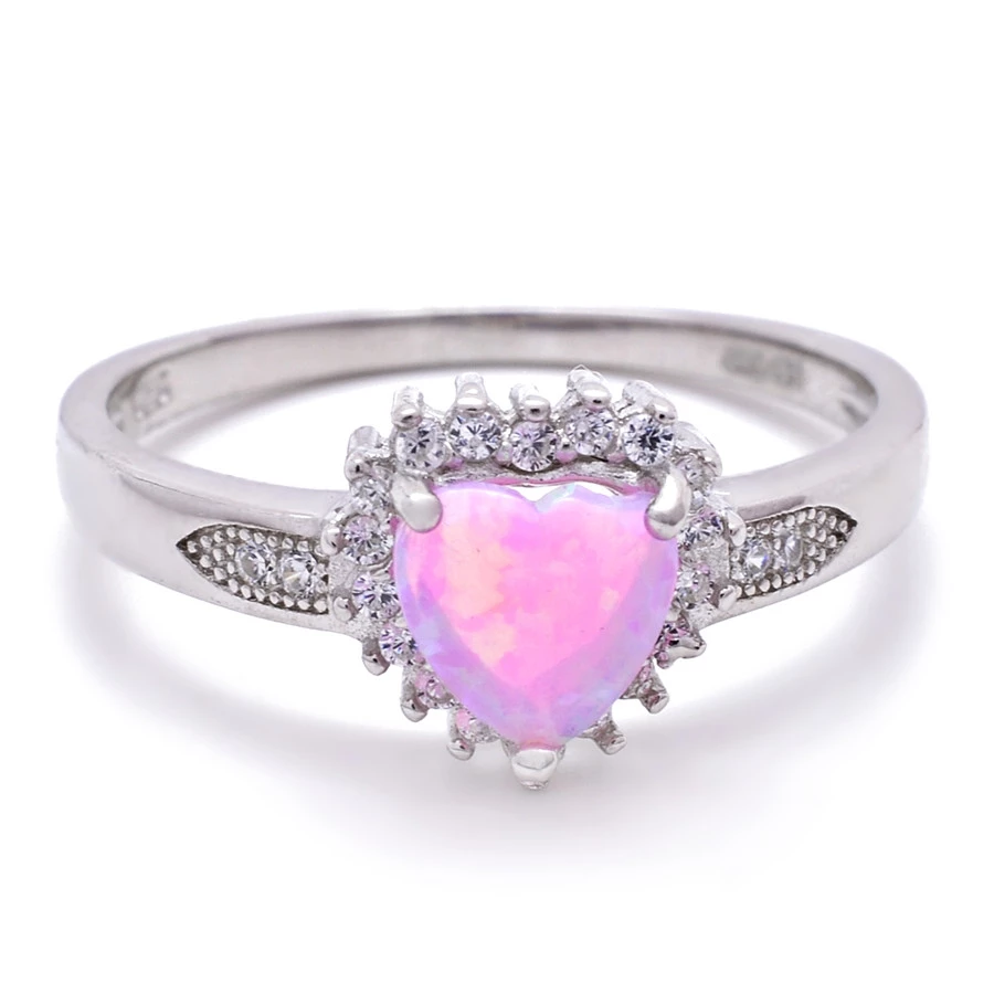 Stříbrný prsten s růžovým opálem Lojie 53