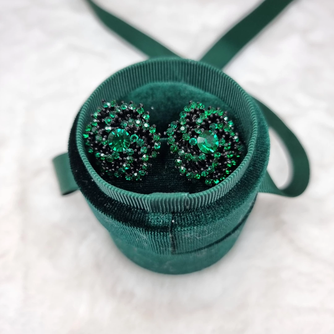 Černo - zelené bižuterní náušnice