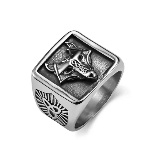 Ocelový prsten vikingský vlk