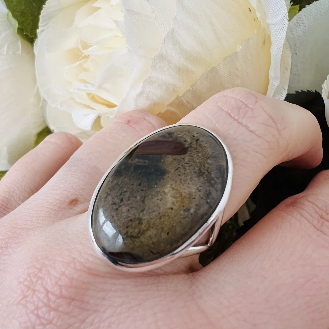 Stříbrný prsten jaspis, vel.58 58