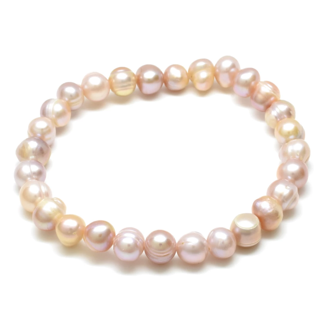 Náramek perly říční růžové kulaté