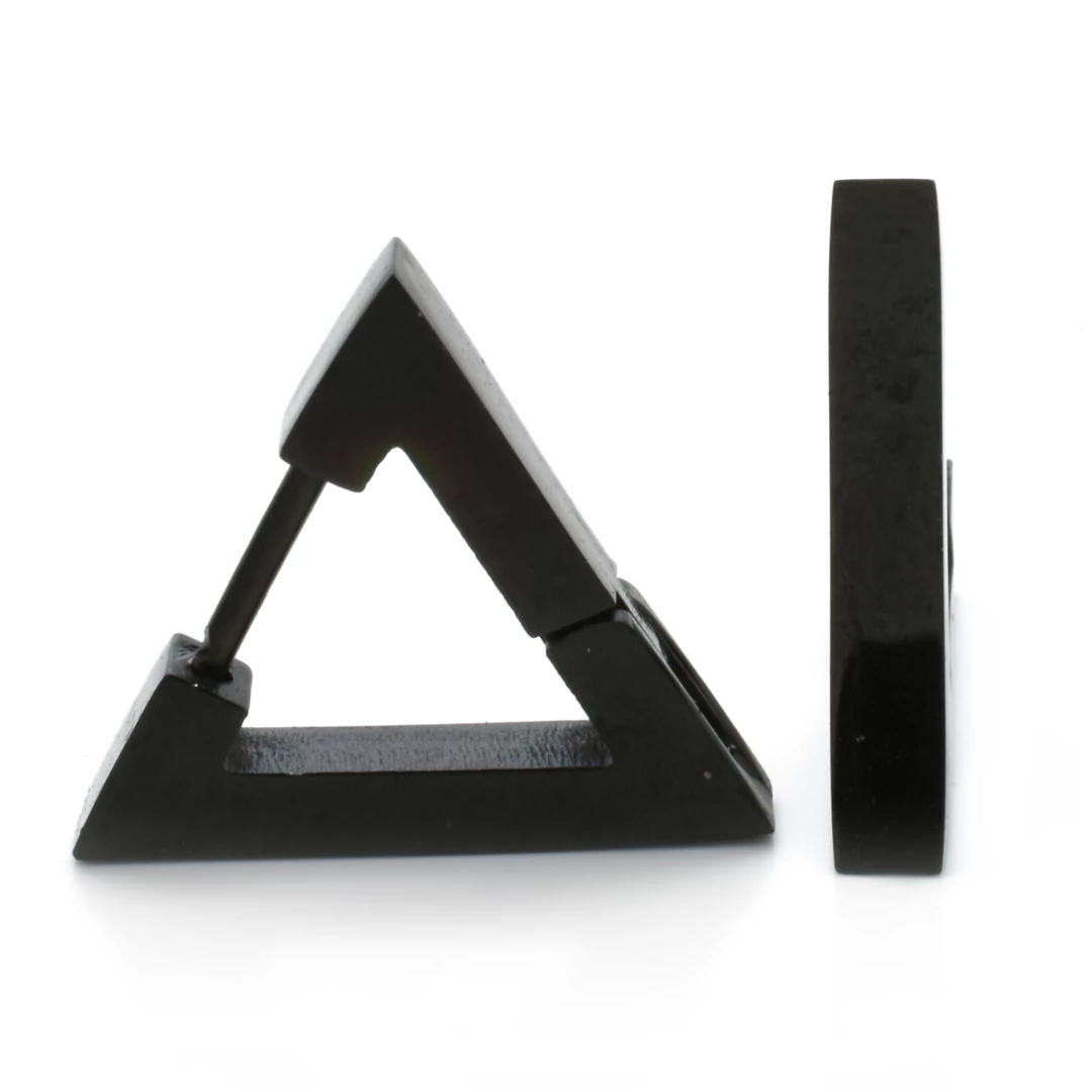 Ocelové náušnice triangl Černá