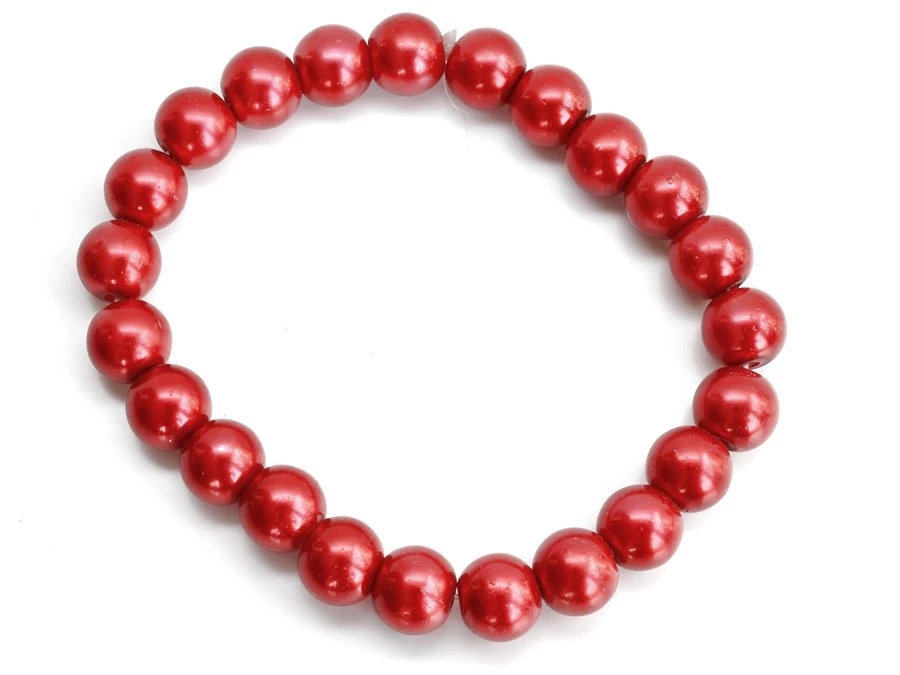 Ocelový komplet perličky červený 6 mm