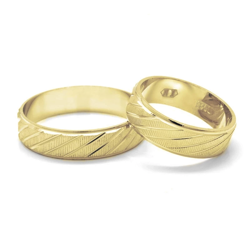 Snubní prsteny stříbrné zlacené, proužky 55