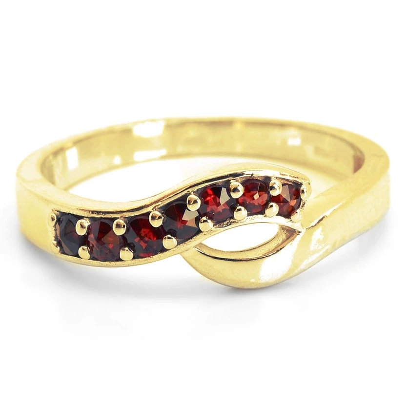 Zlatý prsten český granát 49, Zlato Au 585/1000 (dodání 1-8 týdnů)