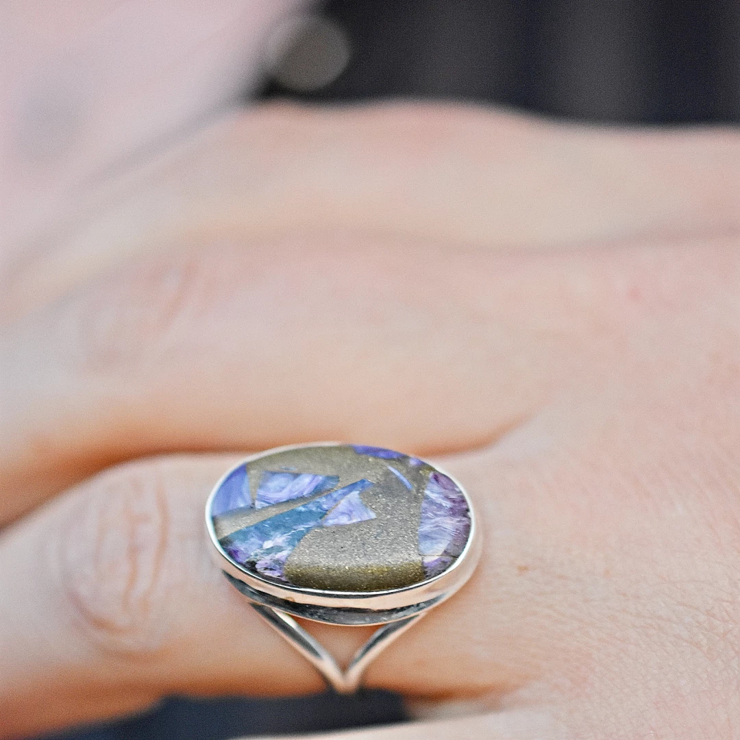 Stříbrný prsten - sugilit 60