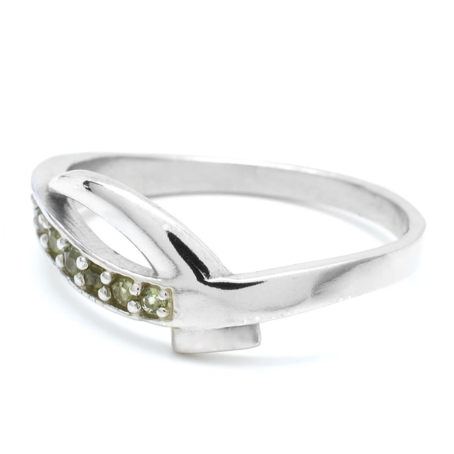 Stříbrný prsten vltavín 50