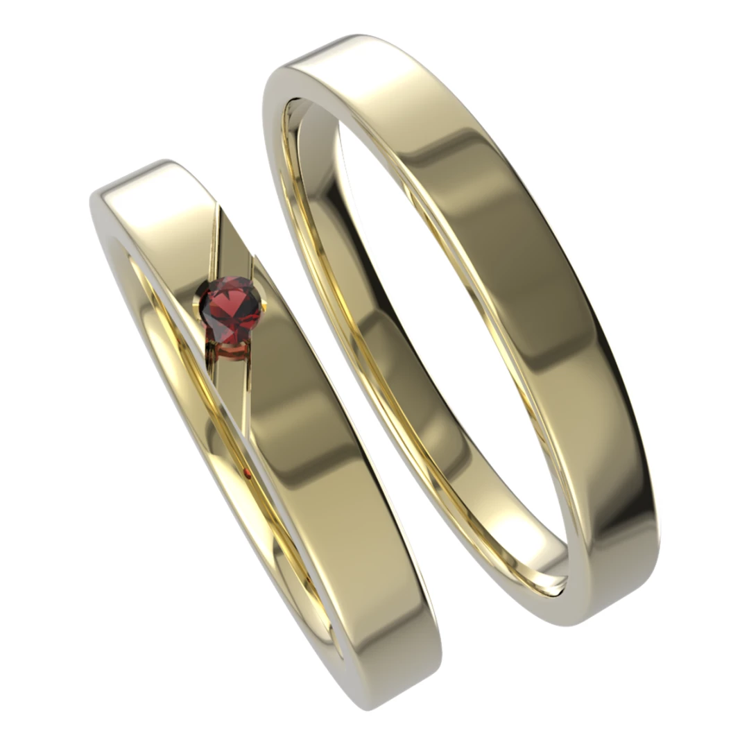 Zlaté snubní prsteny Zlato Au 585/1000, Granát