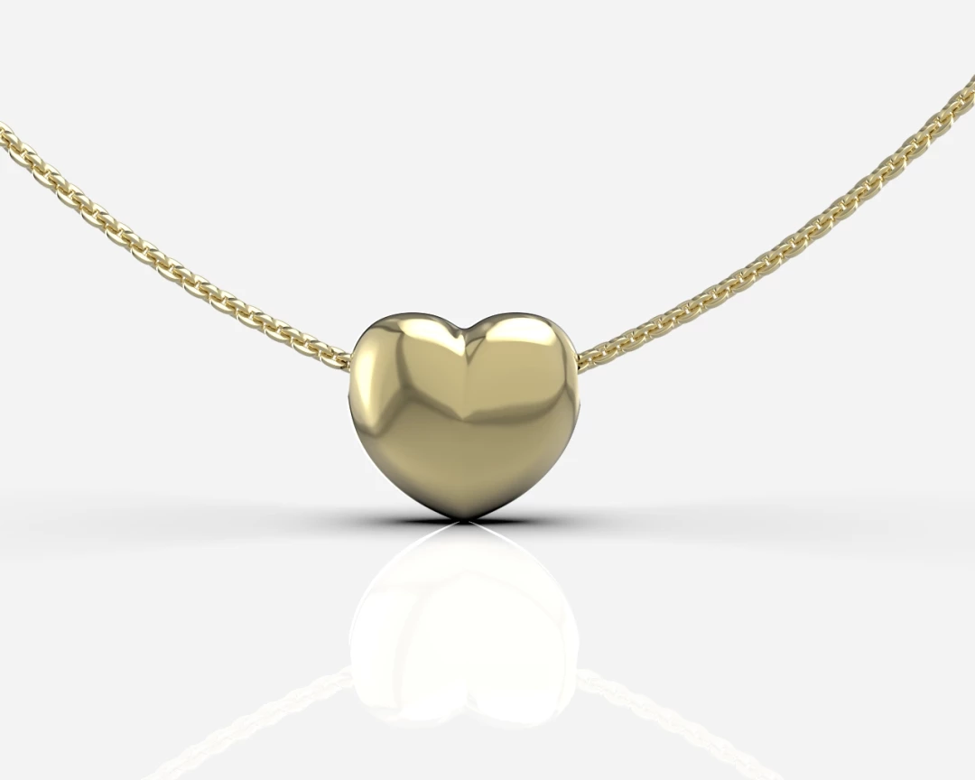 Zlatý oboustranný náhrdelník srdce Zlato Au 585/1000