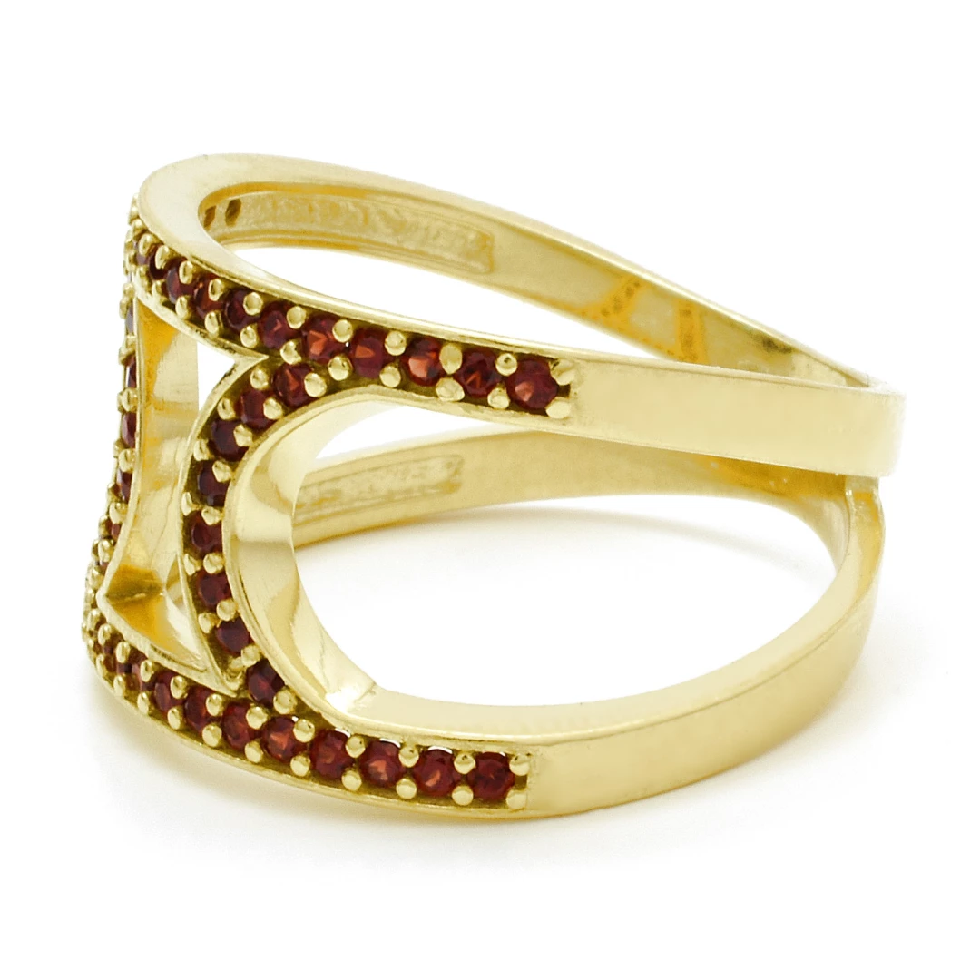 Zlatý prsten s českými granáty 58, Zlato Au 585/1000