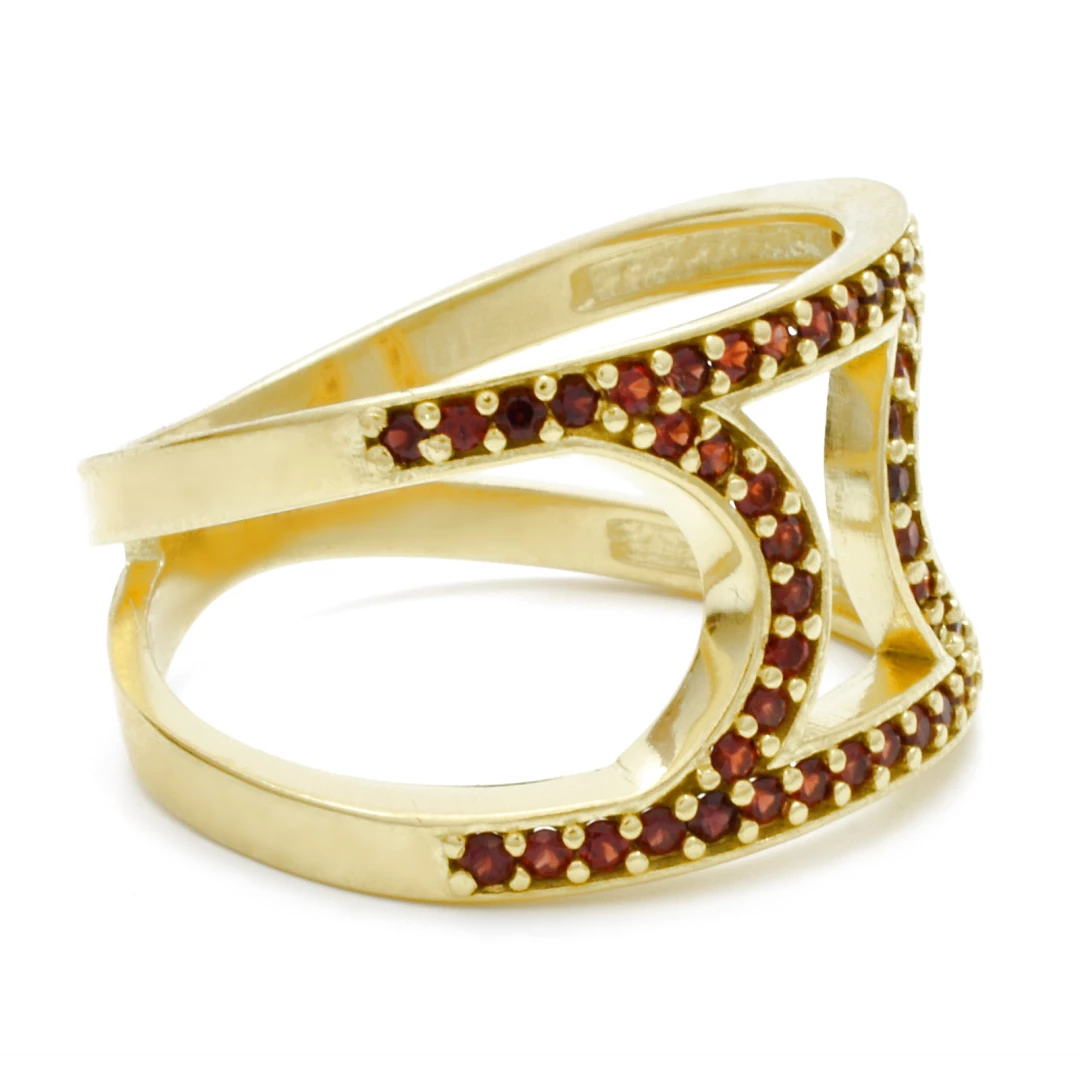 Zlatý prsten s českými granáty 64, Zlato Au 585/1000