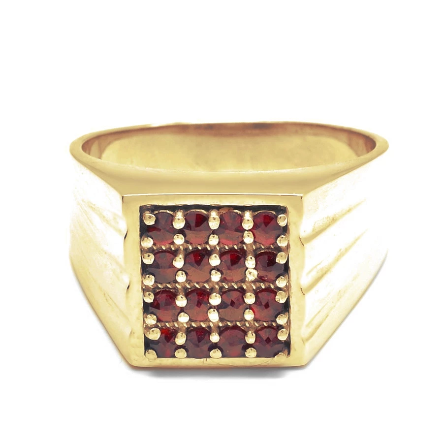 Zlatý masivní prsten český granát 52, Zlato Au 585/1000